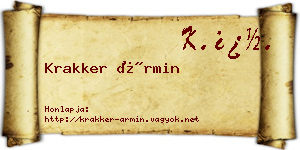 Krakker Ármin névjegykártya